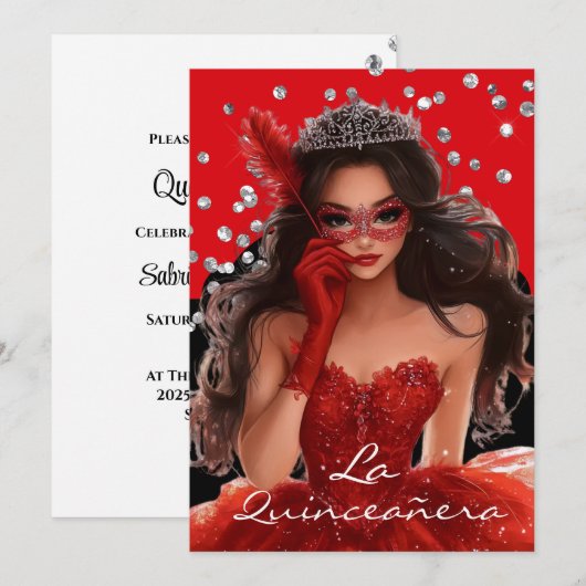 Quinceanera Uitnodiging (Voorkant / Achterkant)