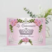 Quinceanera uitnodiging 15e verjaardag elegante ti (Staand voorkant)