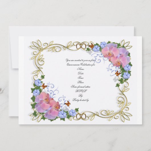 Quinceanera uitnodiging 15e verjaardag elegante ti (Achterkant)