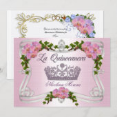 Quinceanera uitnodiging 15e verjaardag elegante ti (Voorkant / Achterkant)