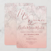 Quinceanera uitnodiging Faux roos gold, kweepel (Voorkant / Achterkant)