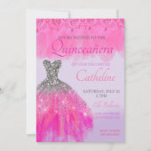 Quinceanera Uitnodiging fuscia15e verjaardag (Voorkant)