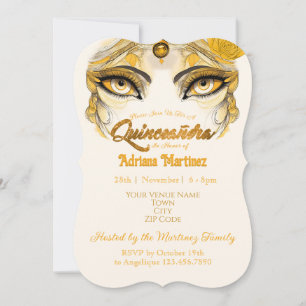 Quinceañera Uitnodiging Gouden Glitter