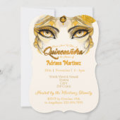 Quinceañera Uitnodiging Gouden Glitter (Voorkant)
