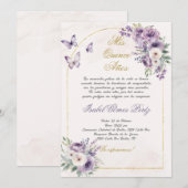 Quinceanera uitnodiging in het Spaans (Voorkant / Achterkant)