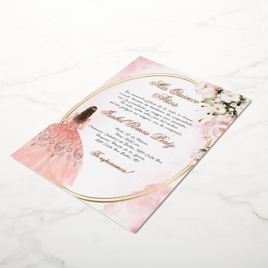 Quinceanera uitnodiging in het Spaans (Gedraaid)