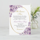 Quinceanera uitnodiging in het Spaans (Staand voorkant)