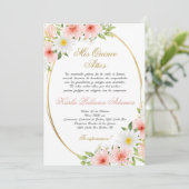 Quinceanera uitnodiging in het Spaans (Staand voorkant)