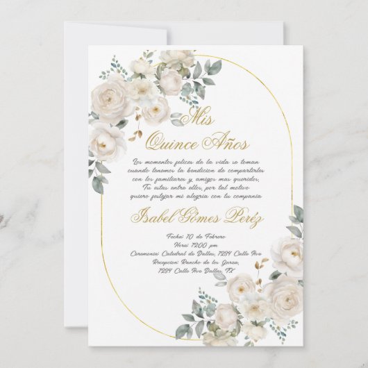 Quinceanera uitnodiging in het Spaans (Voorkant)