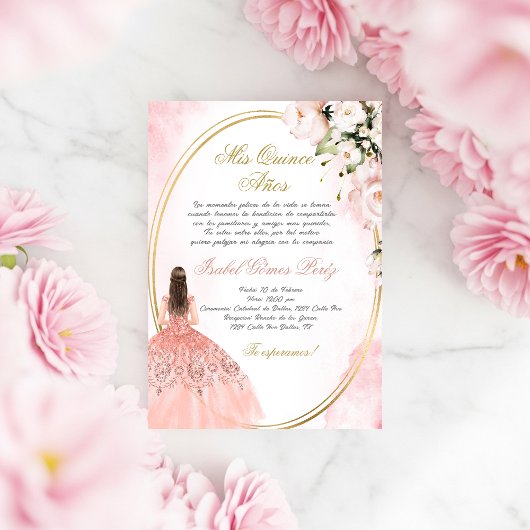Quinceanera uitnodiging in het Spaans