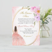 Quinceanera uitnodiging in het Spaans (Staand voorkant)