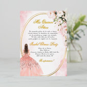 Quinceanera uitnodiging in het Spaans (Staand Voorkant)