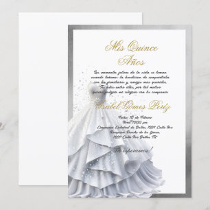 Quinceanera uitnodiging in Spaanse kleur plata