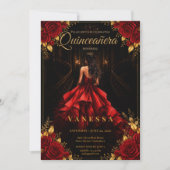 Quinceanera Uitnodiging lezen en goud (Voorkant)