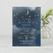 Quinceanera Uitnodiging, Maan en Sterren Quinceañe Kaart (Staand voorkant)