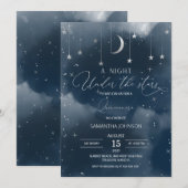 Quinceanera Uitnodiging, Maan en Sterren Quinceañe Kaart (Voorkant / Achterkant)
