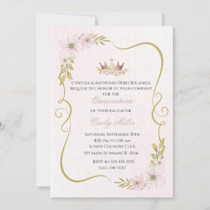 Quinceañera uitnodiging prinses blozen roze