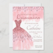 Quinceanera Uitnodiging roze 15e verjaardag (Voorkant)