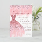 Quinceanera Uitnodiging roze 15e verjaardag (Staand voorkant)