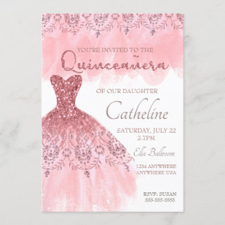 Quinceanera Uitnodiging roze 15e verjaardag