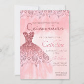 Quinceanera Uitnodiging roze 15e verjaardag (Voorkant)