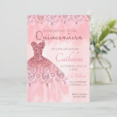 Quinceanera Uitnodiging roze 15e verjaardag (Staand voorkant)