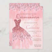 Quinceanera Uitnodiging roze 15e verjaardag (Voorkant / Achterkant)