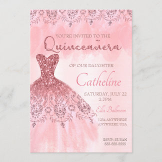 Quinceanera Uitnodiging roze 15e verjaardag