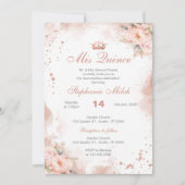 Quinceanera Uitnodiging roze bloemig (Voorkant)