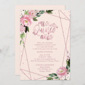 Quinceanera Uitnodiging Spaans Blush Roos Goud (Voorkant / Achterkant)