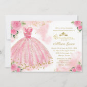 Quinceanera uitnodiging Spaans Hot Pink Gold (Voorkant)
