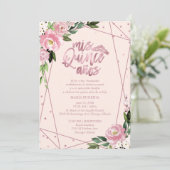 Quinceanera-uitnodiging Spaans roze roosgoud Kaart (Staand voorkant)