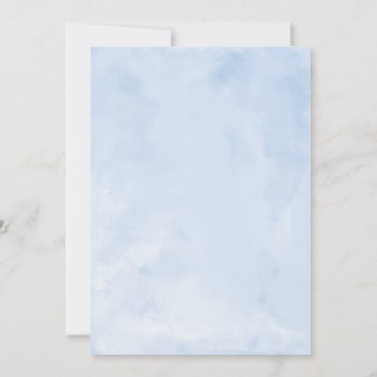 Quinceanera Uitnodiging Spaanse Blauwe Gown Bloeme (Achterkant)