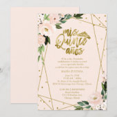 Quinceanera uitnodiging Spaanse Blush Gouden Folie (Voorkant / Achterkant)