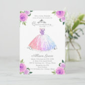 Quinceanera uitnodiging Spaanse pastel kleuren jur (Staand voorkant)