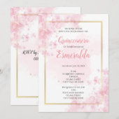 Quinceañera uitnodiging, Sweet 15 uitnodiging (Voorkant / Achterkant)