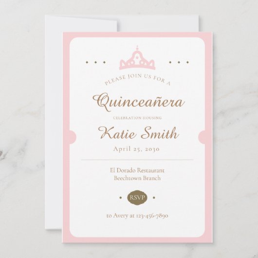 Quinceanera Uitnodiging Sweet 16 Mis Quince Anos (Voorkant)