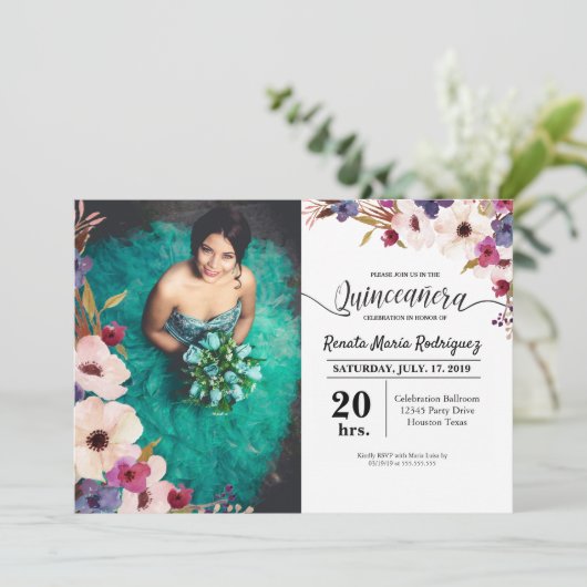 Quinceanera Uitnodiging tot Afbeelding (Staand voorkant)