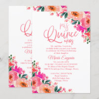 Quinceanera uitnodiging tweetalig hete roze bloem