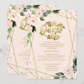 Quinceanera-uitnodiging tweetalig Roze Blush Kaart (Voorkant / Achterkant)