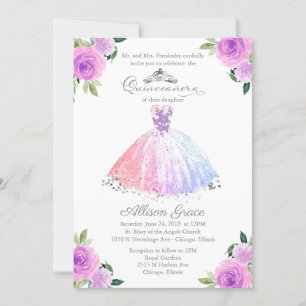 Quinceanera-uitnodiging tweetalige pastelkleuren kaart