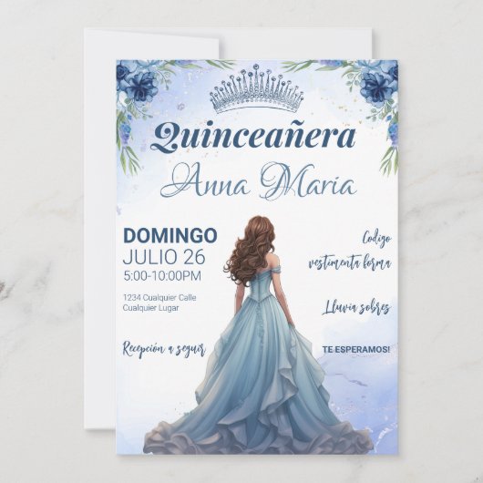Quinceañera Uitnodiging voor mis quince años (Voorkant)