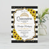 Quinceanera - Uitnodiging voor zonnebloemen (Staand voorkant)