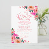 Quinceanera Uitnodigingen Heet Roze Bloem (Staand voorkant)