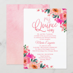Quinceanera Uitnodigingen Heet Roze Bloem