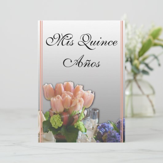 Quinceanera Uitnodigingen in het Spaans (Staand voorkant)