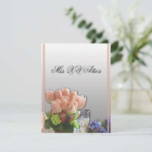 Quinceanera Uitnodigingen in het Spaans 4.25 x 5.5 (Staand voorkant)