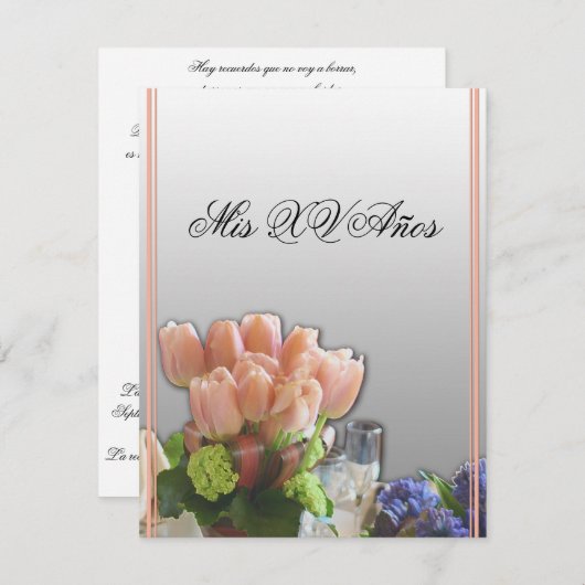 Quinceanera Uitnodigingen in het Spaans 4.25 x 5.5 (Voorkant / Achterkant)