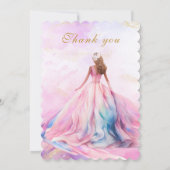 Quinceanera Uitnodigingen Roze en Goud (Achterkant)