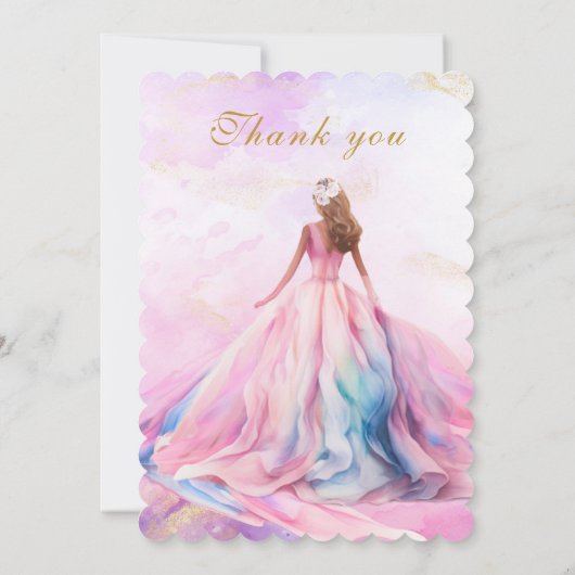 Quinceanera Uitnodigingen Roze en Goud (Achterkant)